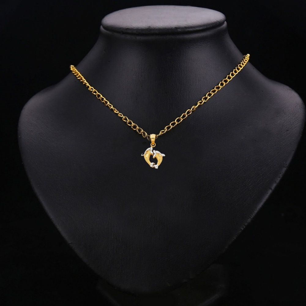 14K Two Tone Dolphin Pendant - Picture 2 of 3